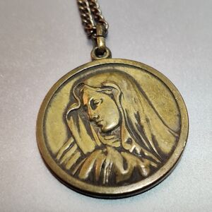 Vintage Virgin Mary & St.Christopher Medallion Necklace